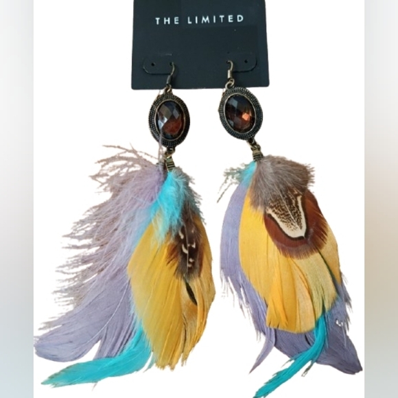 The Limited Jewelry - The Limited Boho Colorful Feather Drop Statement Earrings Purple Yellow Blue